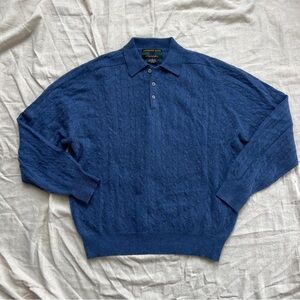 Vintage Alexander Julian Cashmere Cable Knit Polo Sweater